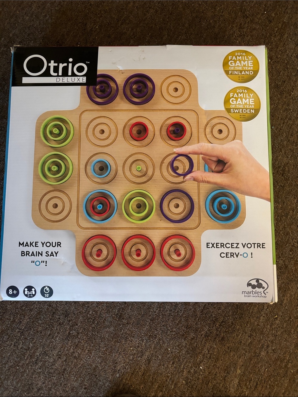 Marbles Otrio Deluxe Wooden Board Strategy Game Multicolor Like New